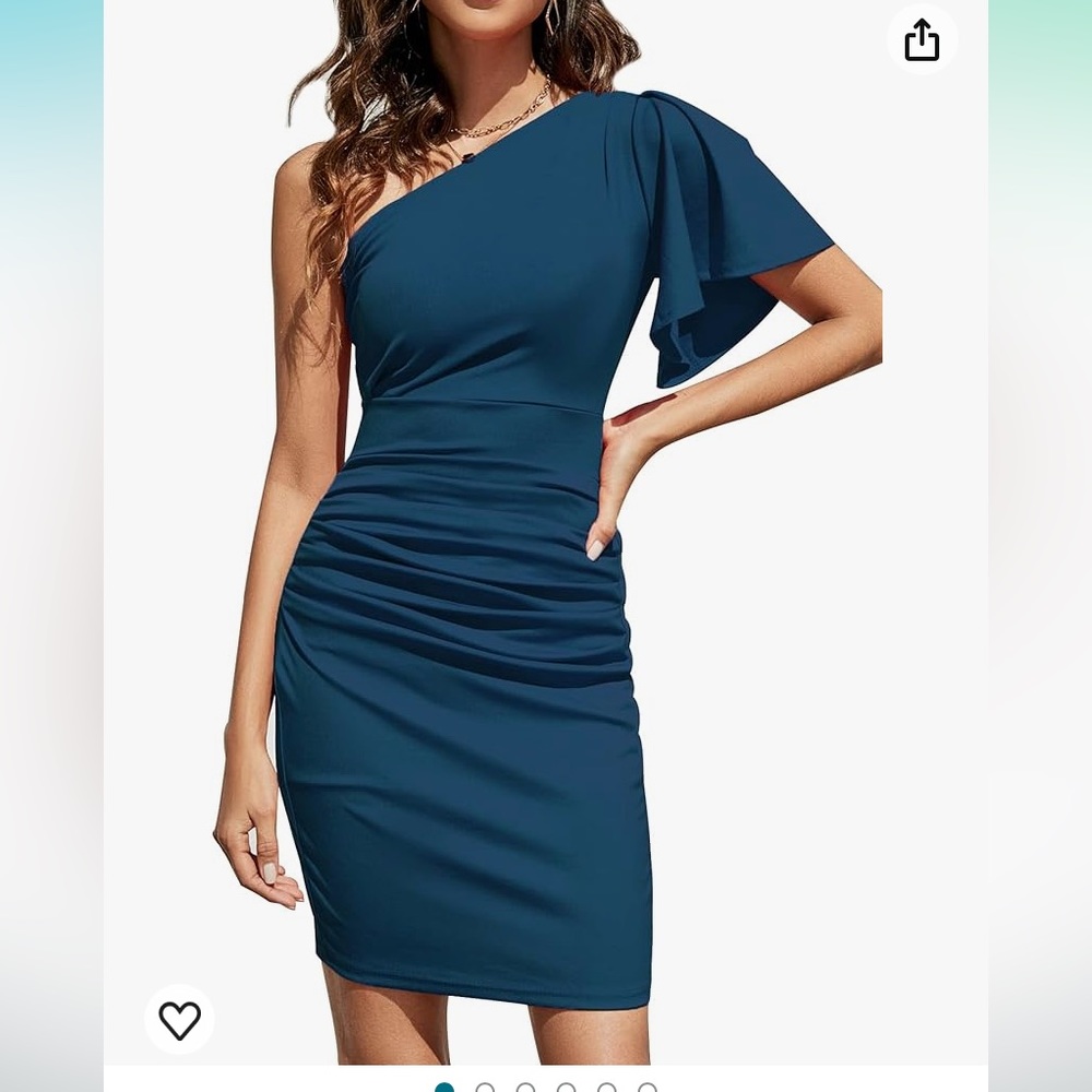 Women's Ruffle One Shoulder Short Sleeve Cocktail